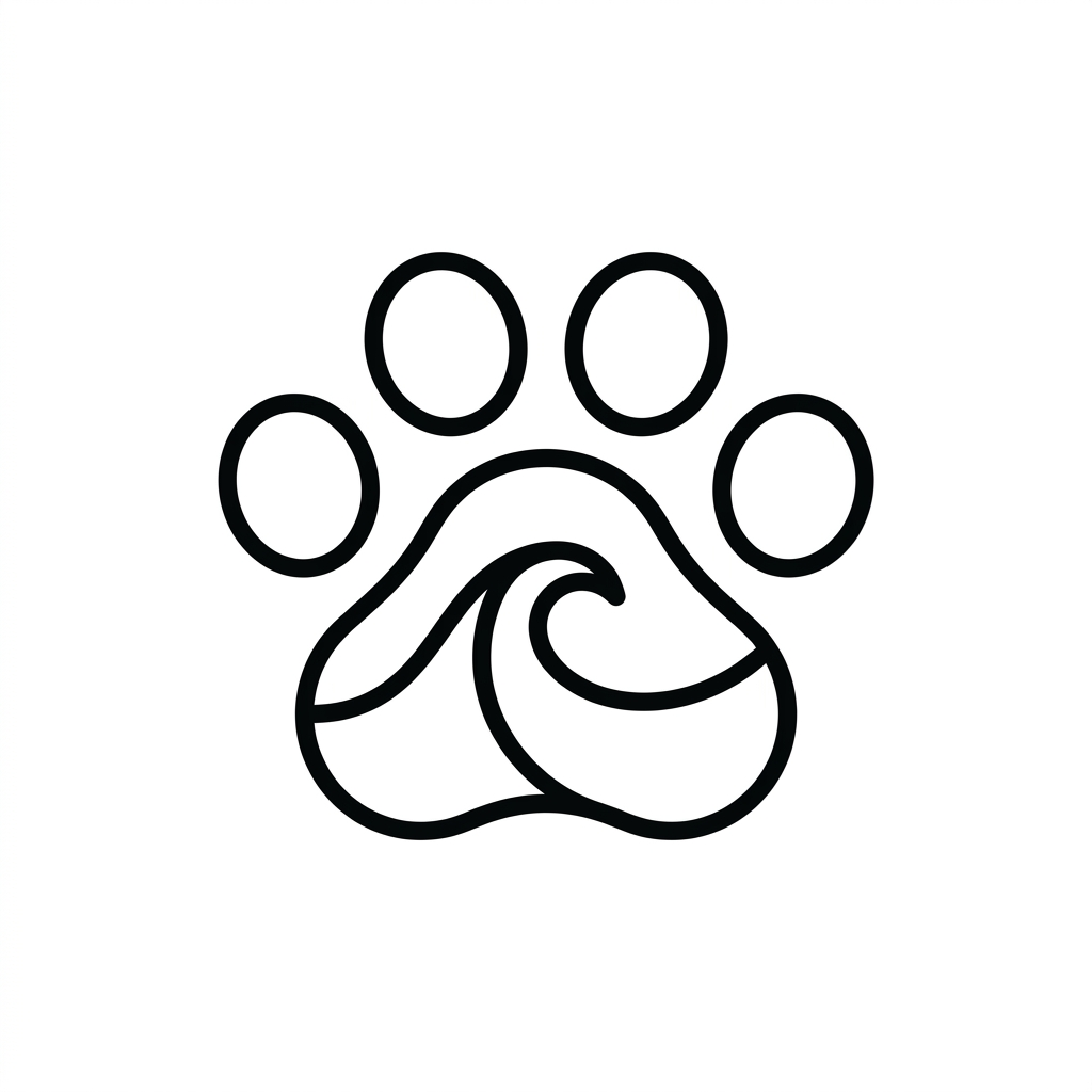 Sandringham Vet Hospital: paw print with cresting wave inside the central pad